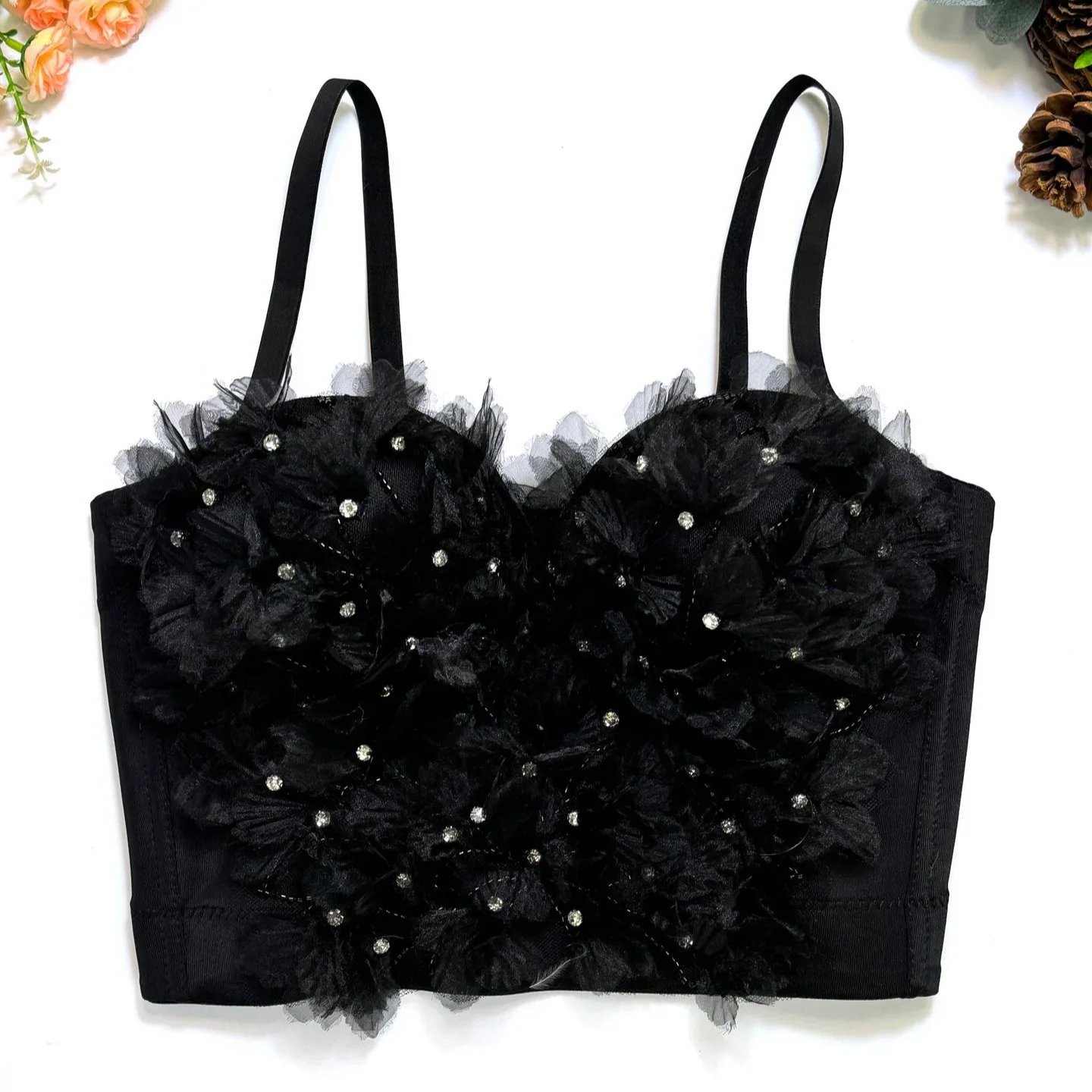 مشد على شكل هيكل السمكة مخصص للسيدات البالغات على شكل زهرة صغيرة مع ملمس راقي يتم ارتداؤه مع صدرية قصيرة مثيرة بدون حمالات #5