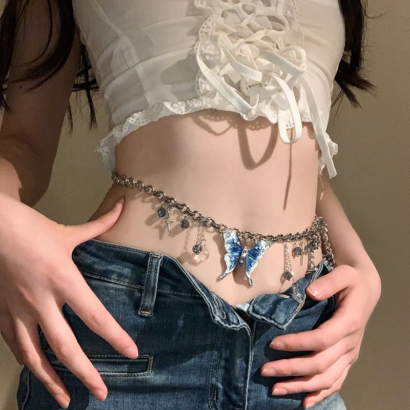 Butterfly Fringe Waist Chain Pure Desire Maillard Style Women's Metal Chain Sexy Body Chain Niche Temperament Stylish High-grade