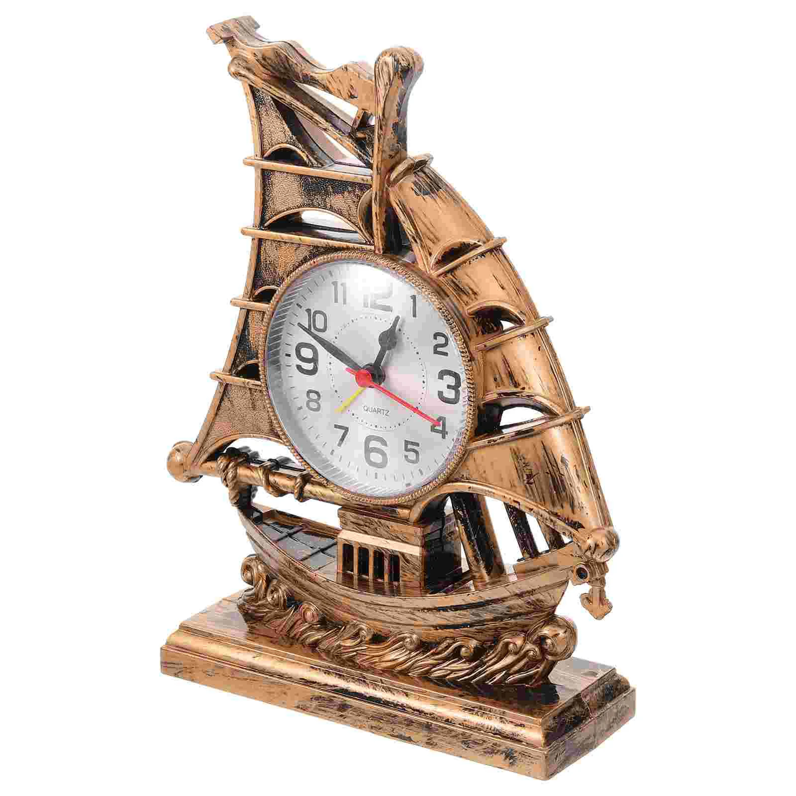 

Alarm Clock Accurate Sailboat Sculpture Retro Fashion Home Decor Adornment Table Plastic for Household