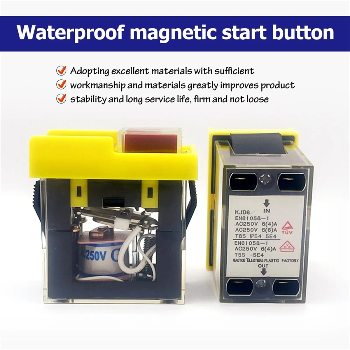 ABZV-Kjd6 5E4 250V 6A Interruttore di sicurezza universale: elettromagnetico impermeabile, contro interruzione di corrente, pulsante di avvio