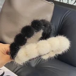 New Luxury Natural Mink Hair Hoop High Quality Ladies Face Wash Headband Fashion Temperament Girls Headwear Gift Decoration