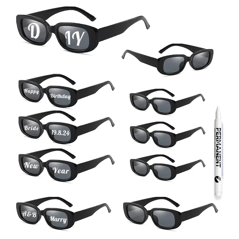 KAMMPT 10-Paar-Stift-Set, DIY-Buchstaben, modische Farbtöne, Damen, stilvoll, rechteckig, rosa Sonnenbrille, Rave-Party-Requisiten, Dekor, Sonnenbrille – Detail 8