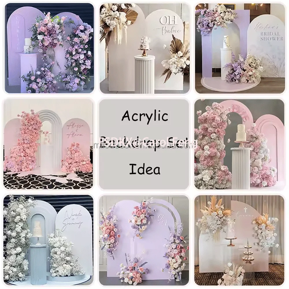 

FSDKX Factory Price PVC Arch Pink Backdrop Acrylic Wedding Backdrop for Wedding Decoration