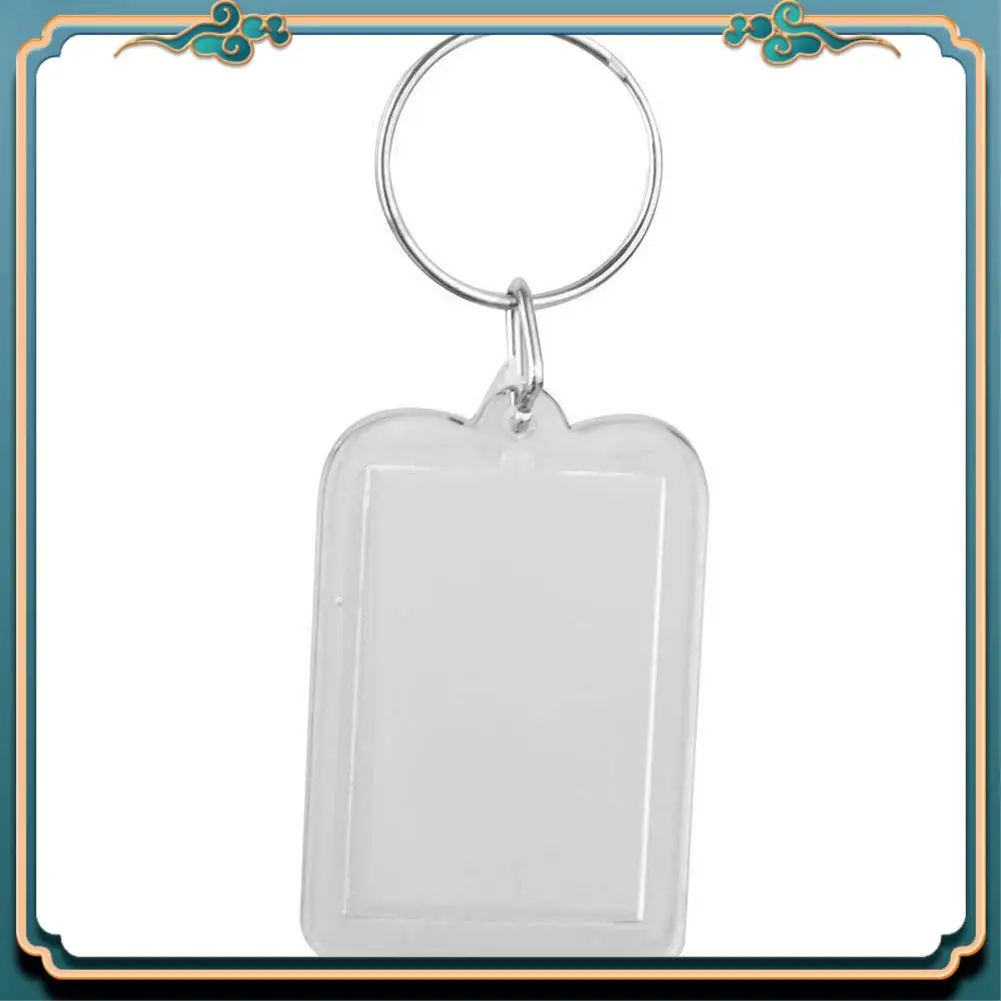 ABJG-キーホルダー 10 個セット DIY 取り外し可能な白い長方形フォトフレームキーホルダー 3.3X5cm