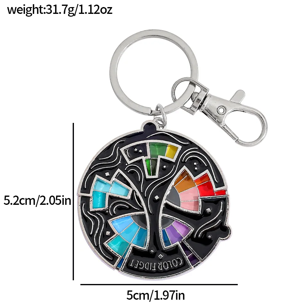 Color Design Colourful Anxiety Relief Badge Color Fidget Wheel Keychain Pendant Relieve Stress Quickly Identify Tonal Jewelry