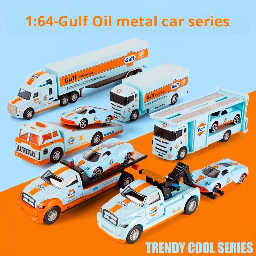 

1:64 качественная модель автомобиля из сплава с прицепом, комбинированная модель для энтузиастов, коллекция украшений, подарок на Рождество и фестиваль