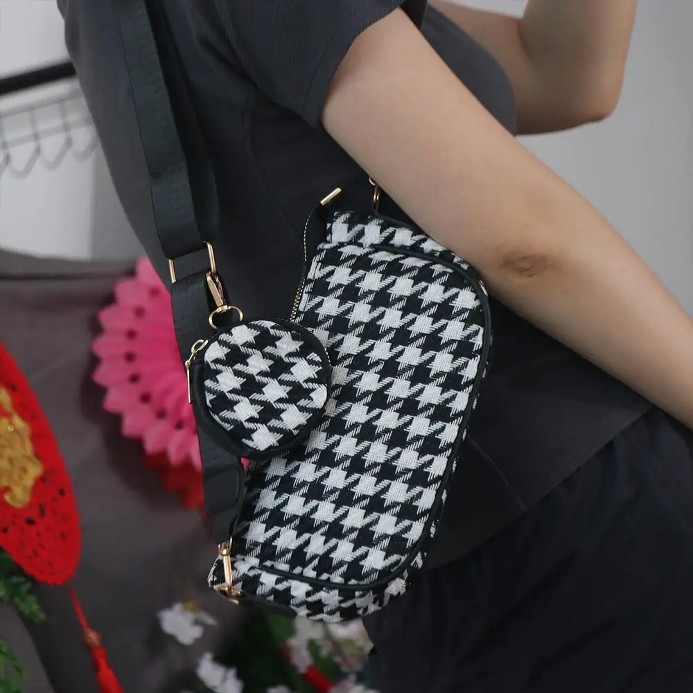 

Bag Composite Bags Large capacity Adjustable Strap Women Crossbody Bag Plaid Print Shoulder Bag Mini Round Purse Messenger Bag