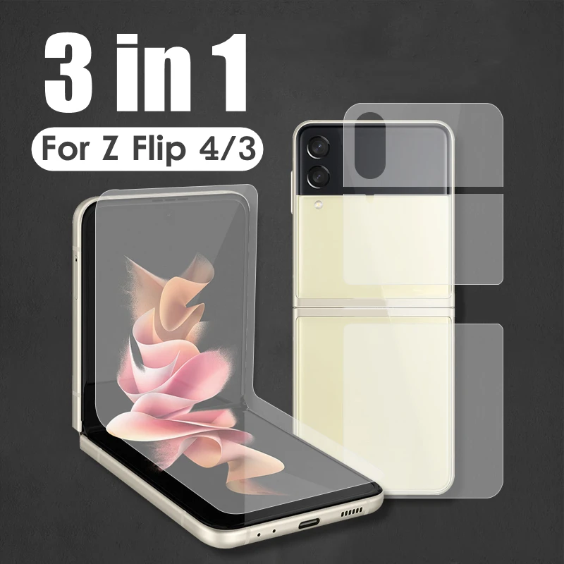 Front Back Hydrogel Film For Samsung Galaxy Z Flip 4 3 ZFlip4 3 Screen Protector On Samsung Z Flip4 Flip3 Soft HD Film 2022 New