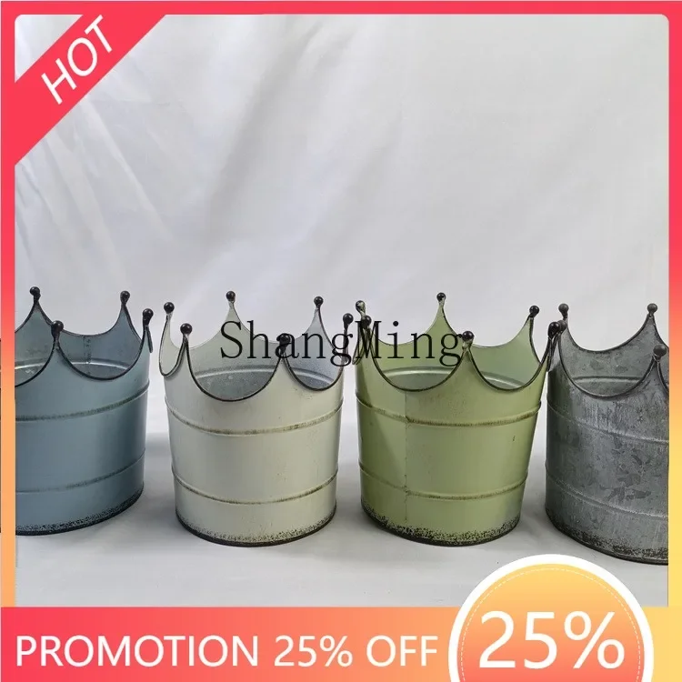 SM household exquisite premium tin flower pot retro old desktop pot garden groceries