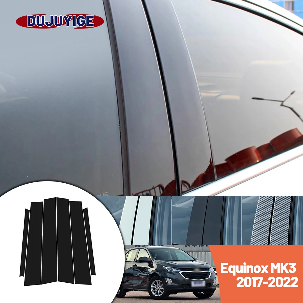 Pegatina de fibra de carbono para puerta y ventana, pegatina de Pilar B C, color negro brillante, adecuada para Chevrolet Equinox 2017-2022 2018 2019 2020 2021