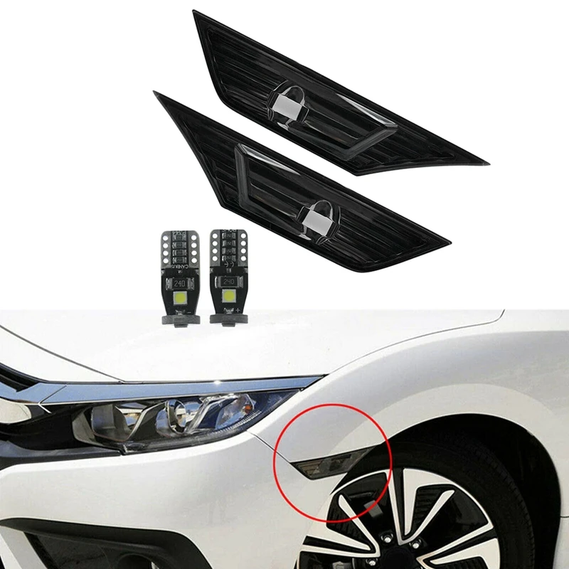 Lampu Sorot samping lensa berwarna asap 8X dengan LED, lampu untuk Honda Civic JDM 2016-19