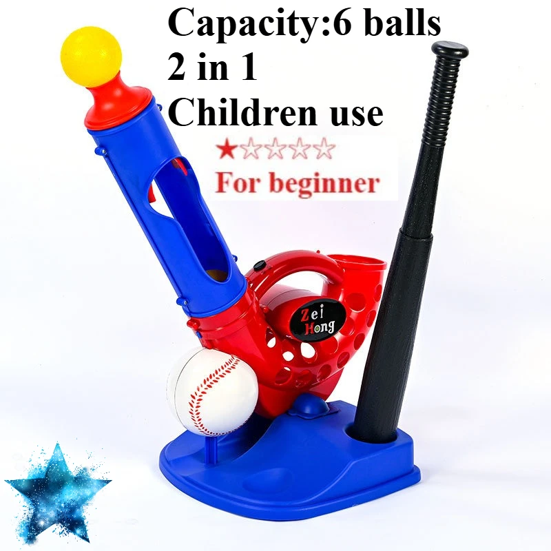 2-In-1 Plastic Baseball Launcher Automatic Pitch Adjustable Angle Tennis Service Machine