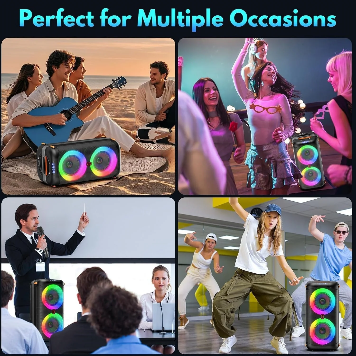 Altavoz Bluetooth de 6000Mah, caja de Audio, Altavoz Bluetooth de alta potencia, disco Tf U, Kara Ok, Subwoofer de Audio portátil para bailar