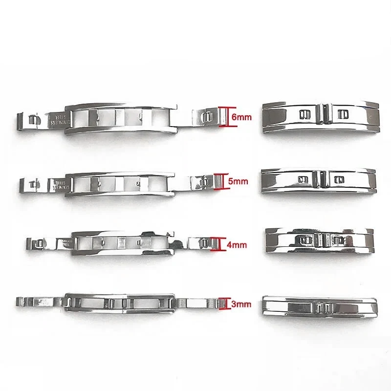 Butterfly Watch Buckle 3mm 4mm 5mm 6mm Stainless Steel Double Pull Folding Clasp Watch Strap Buttons Watchband Buckles