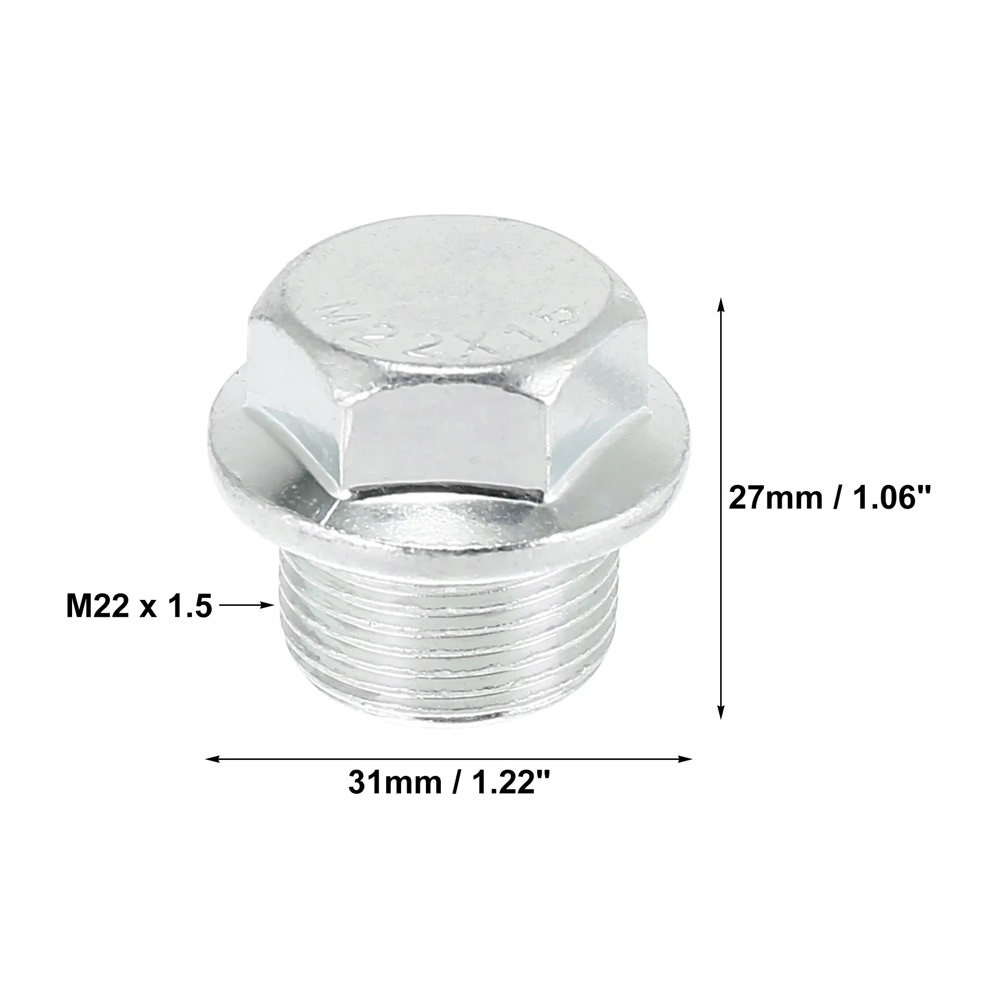 X Autohaux 1/2/4Pcs M22 x 1.5 Car Engine Oil Drain Plug Screw w/ Stainless Steel Seal Ring Replacement for GM Silver Tone