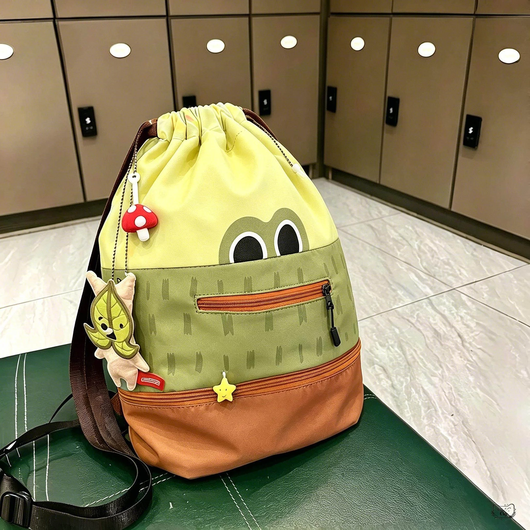 Cartoon Green Frog Swimming Bag Portable Waterproof Storage Bag for Children Large Capacity Backpack for Swimming Special Use