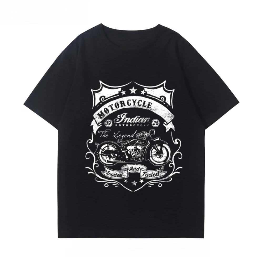 

2025 Indian motorcycles heavy motorcycles cruisers cycling suits club men's and women's casual summer loose T-shirts versatile