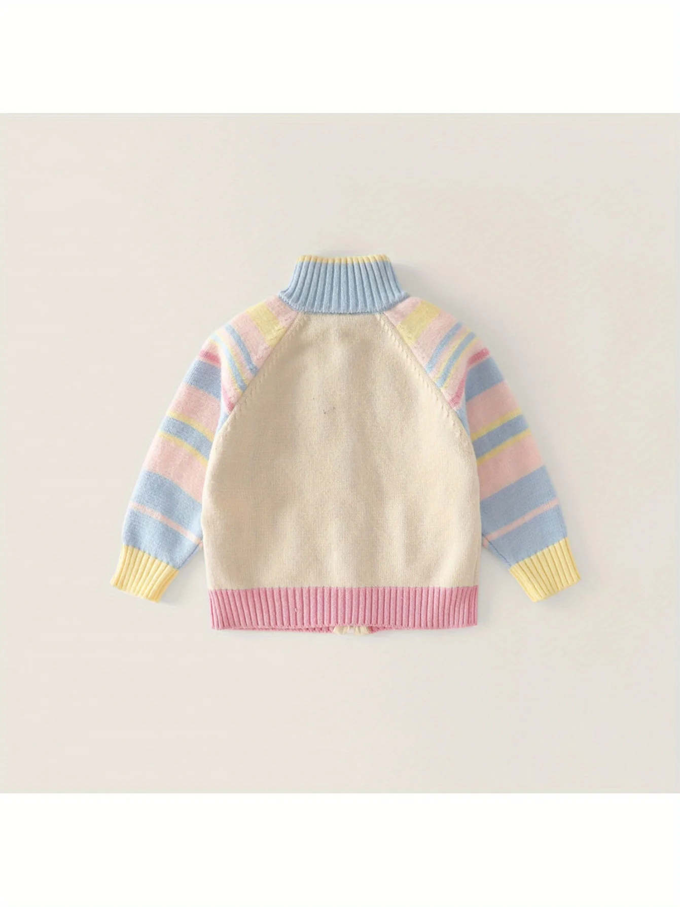 Children's Knitted Cardigan Zipper Jacket Cartoon Style Embroidered Jacket Girls Spring and Autumn New Sweater Spring Versatile