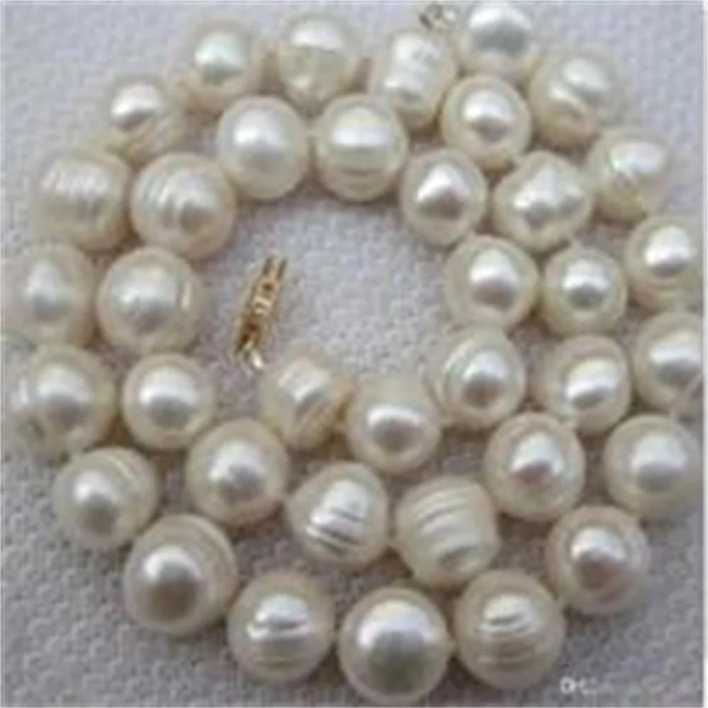 Natural 10-11MM WHITE SOUTH SEA BAROQUE PEARL NECKLACE 18INCHES