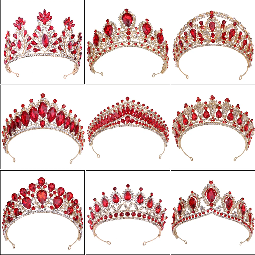 Baroque Vintage Princess Queen Bridal Crown Headwear Crystal Tiara For Women Wedding Crown Hair Dress Accessories Jewelry Diadem