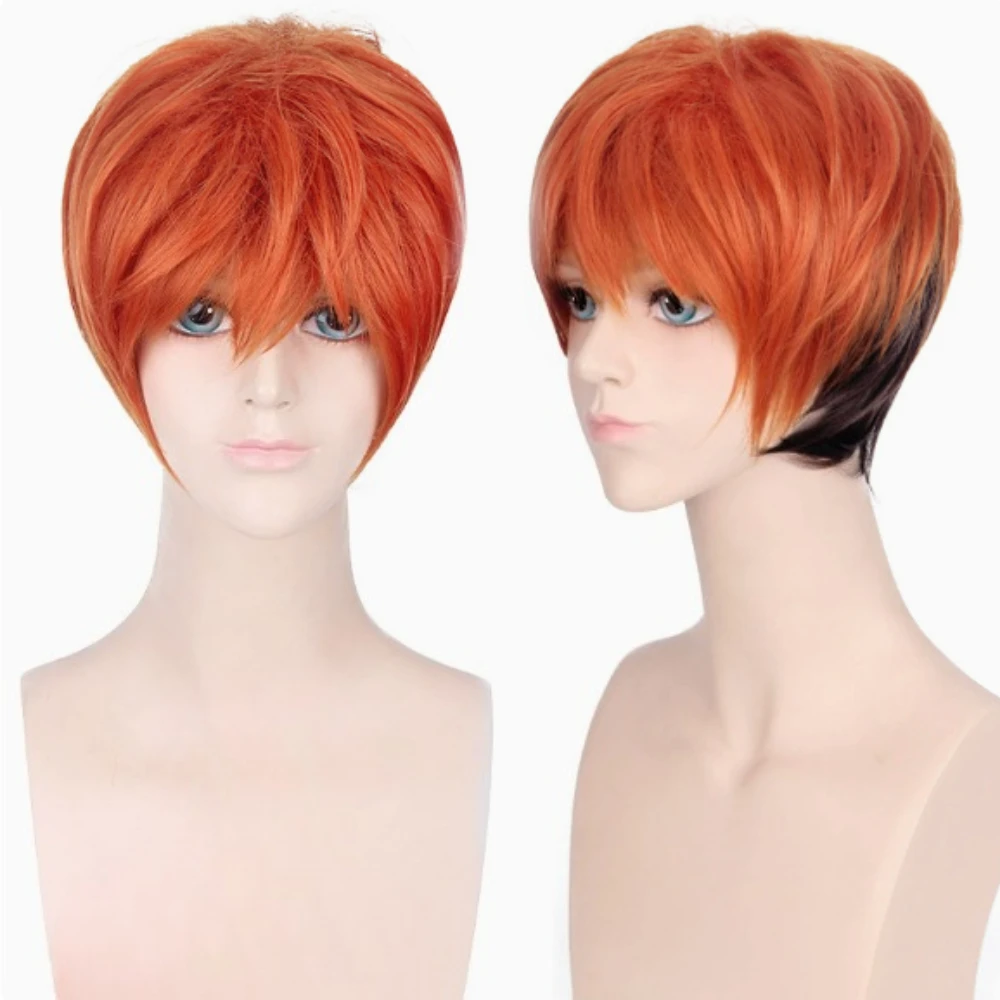 

Zootopia: Nick the Fox Men's Short Cosplay Wig - Orange-Red and Black Ombre Synthetic Fiber High-Temperature Wig for Comic Con