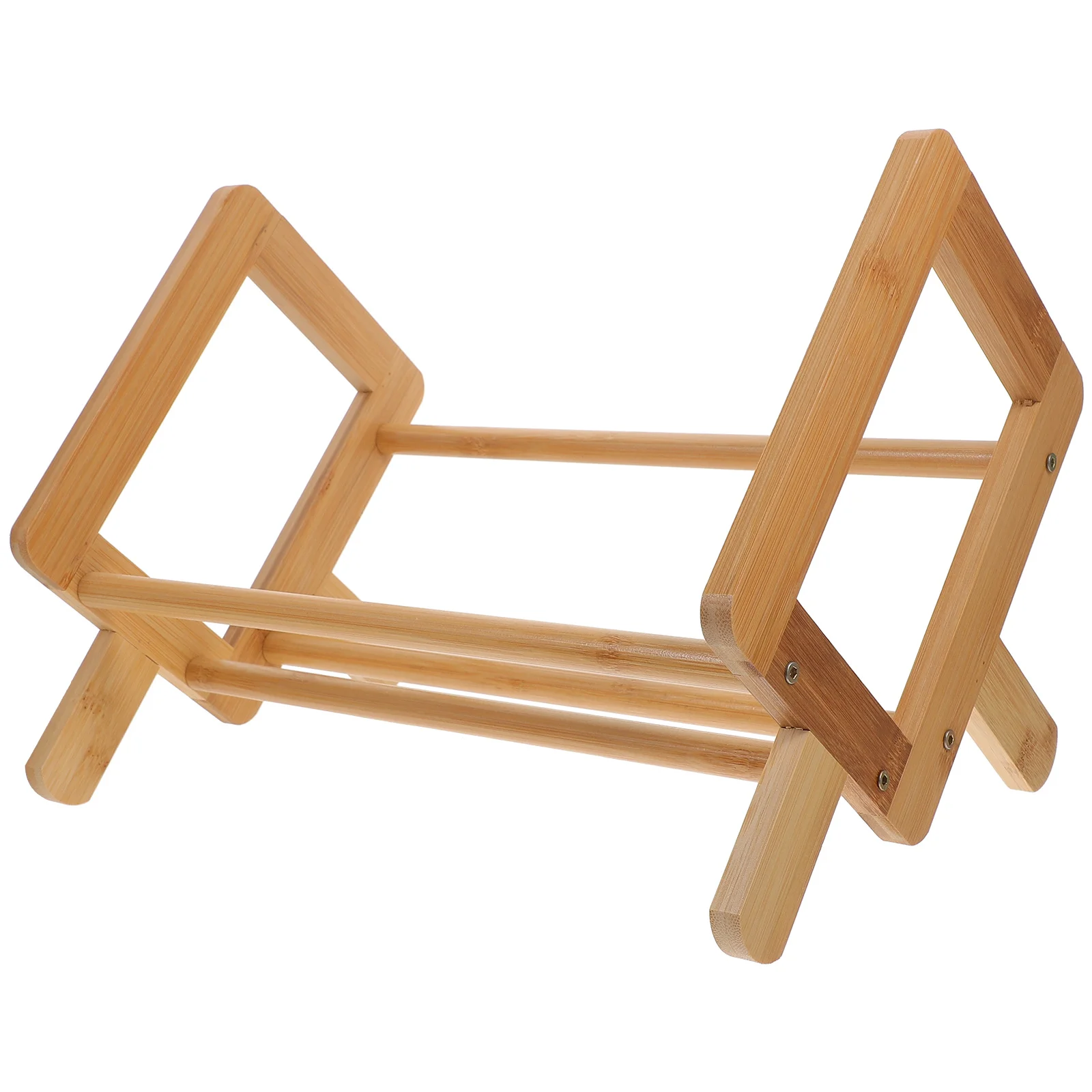 Regał bambusowy na książki, stojak na czasopisma, organizer na książki do przechowywania i drewniany blat.