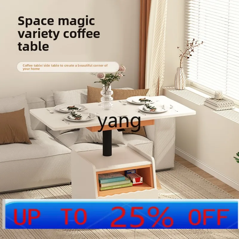 

LMMcream wind coffee table movable side table cart with wheels multifunctional folding dining table