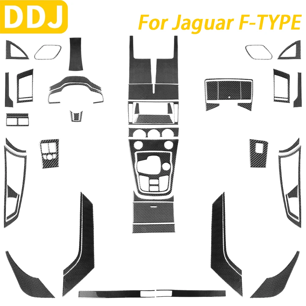 For Jaguar F-TYPE 2013-2024 Carbon Fiber Center Console Gear Shift Dashboard Air Vent Panel Trim Set Car Accessories Sticker
