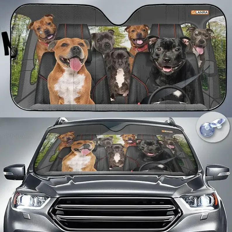 

Staffordshire Bull Terrier Car Sunshade, Staffy Sunshade, Staffordshire Lover, Amstaff Mom Gift, Car Sun Protector, Dog Lover Gi