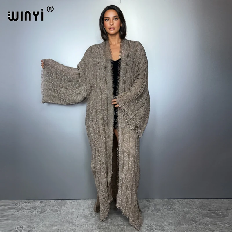 Winyi quimono outono cardigan vestido africano outerwear para mulheres moda kaftan praia cobrir abaya dubai casacos casuais de luxo