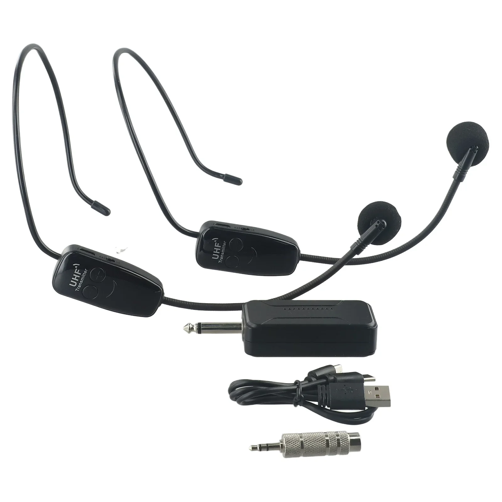 

UHF Wireless Microphone Rechargeable Dual Headset Mic System For Teach Speech USB Type UHF Dual Wireless Microphone Receiver