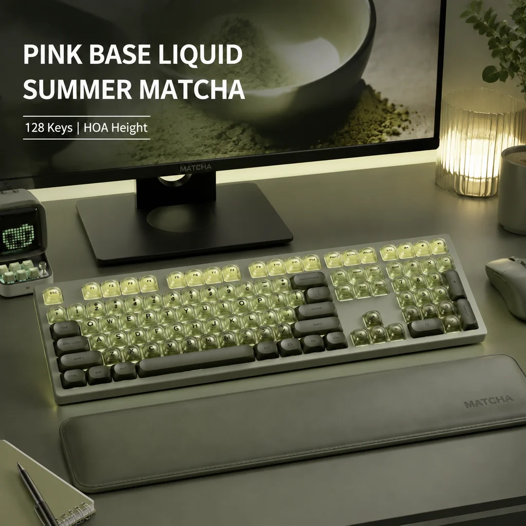 Foundation Series Custom Keycaps, HOA Profile Slightly Matte PC+ABS Double‑Shot 128‑Keys Replacement Cap For Mechanical Keyboard