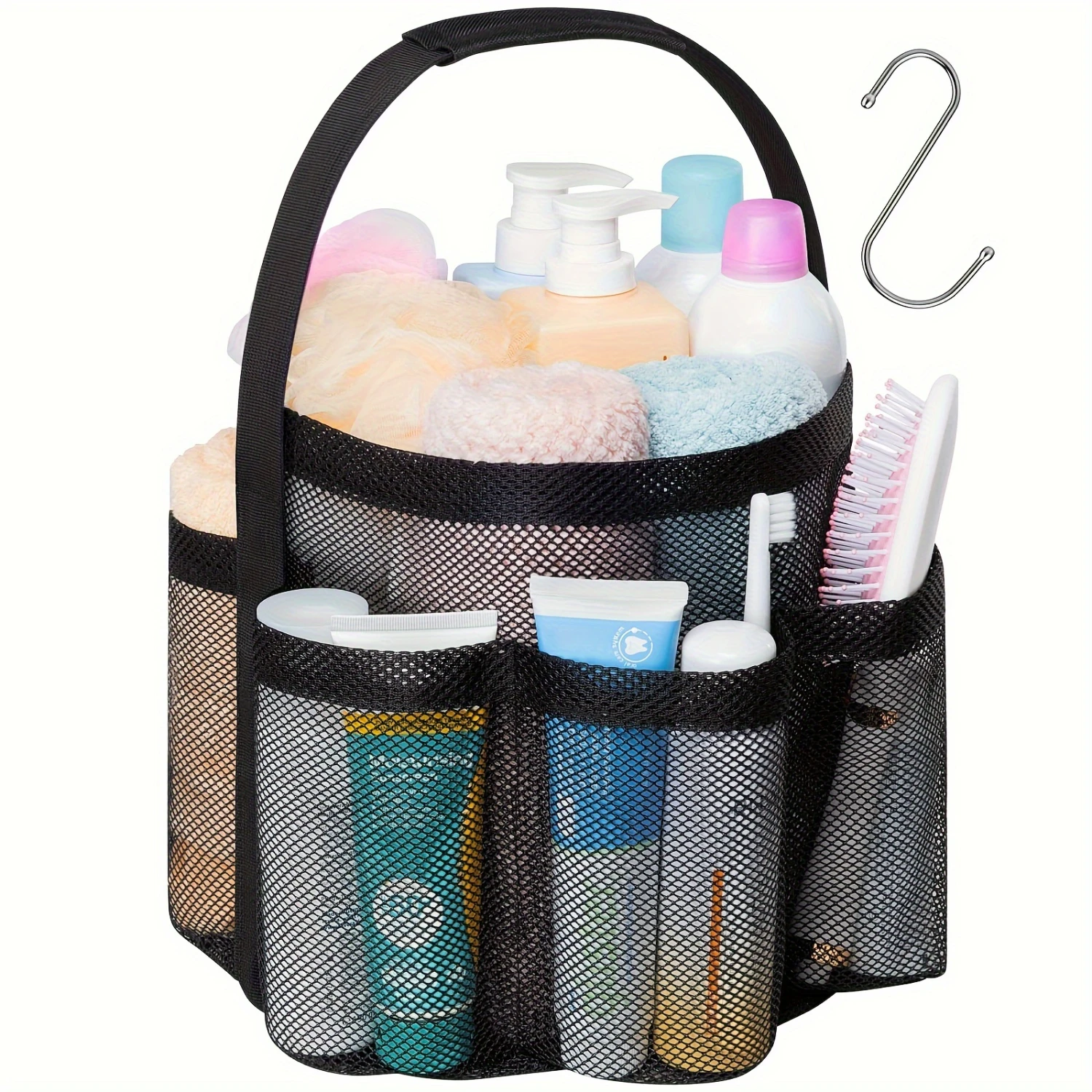 Mesh Shower Caddy Portable, Large Capacity Shower Basket Tote For College Dorm Room Toiletry Gym , Shower Bathroom Caddy Bag Wit