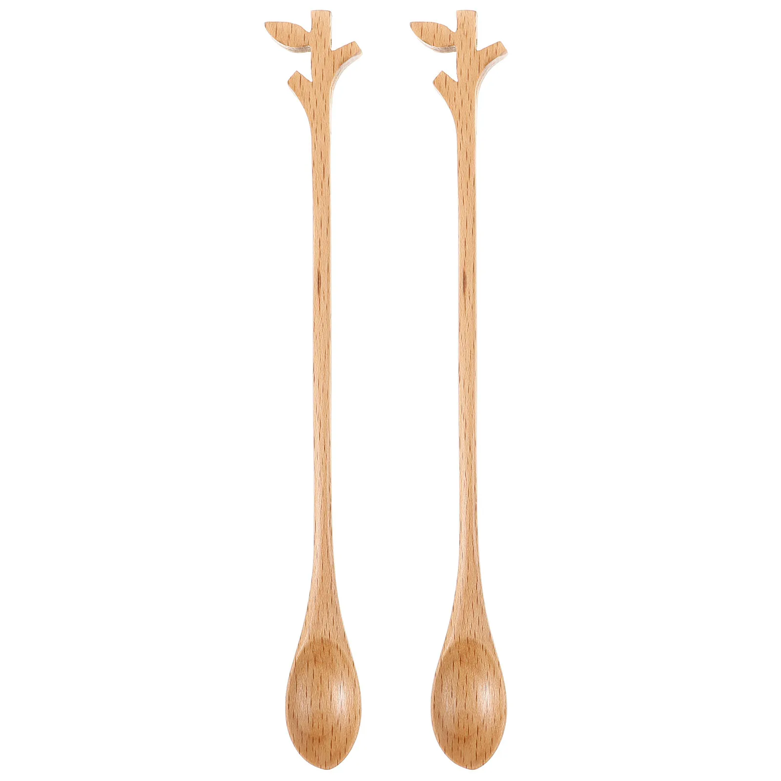 

2Pcs Branch Coffee Spoon Long Wooden Stirrer Coffee Stirrer Smooth H Honey Espresso Mini Kitchen Bar Tool