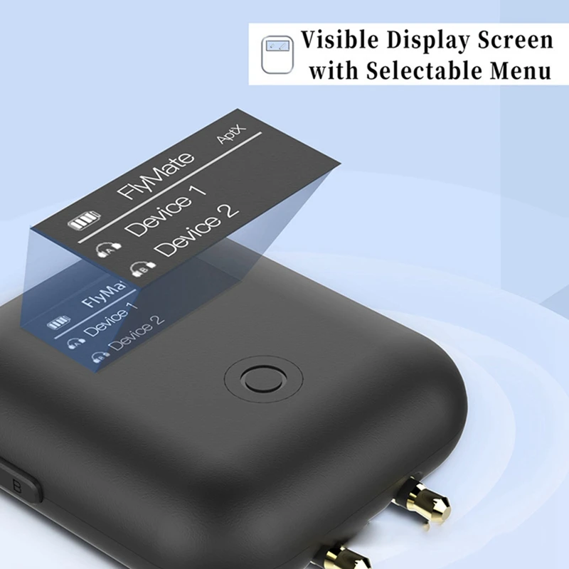 비행기 오디오용 Fly01 블루투스 5.0 송신기, Aptx HD 송신기, 3.5mm 잭 오디오 어댑터 동글