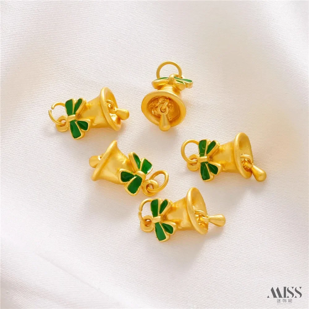 

18K Gold-wrapped Mute Gold Bow Bell Christmas Bell Pendant DIY Bracelet Necklace Ear Hanging Jewelry Accessories