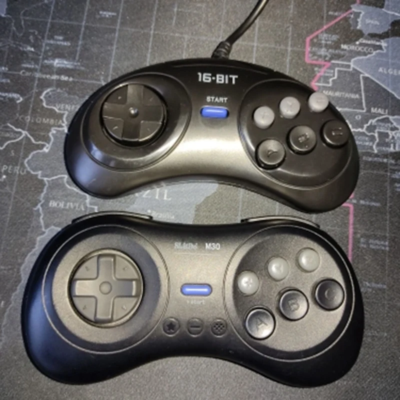 2 Pcs Game Controller For SEGA Genesis For 16 Bit Handle Controller 6 Button Gamepad For SEGA MD Game Accessories Black