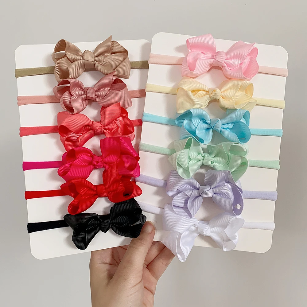 1 Stück einfarbiges Stirnband für Baby Mädchen Kinder elastische Bowsbowknot Band Haar bänder handgemachte Turban Kopf bedeckung Haarschmuck