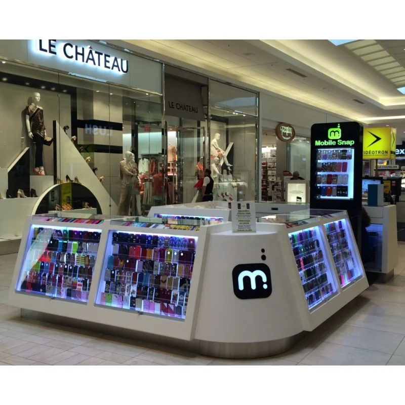 Kunden spezifisches, modernes Design Telefon zubehör Schaufenster mit LED-Licht Handy zubehör Kiosk Handy-Reparatur station