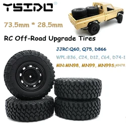 73.5mm RC Off-Road Tires 5mm Hex RC Upgrade Tyres for RC Car MN99S MN98 MN99 MN78 WPL C24-1 B36 C64 JJRC Q75 D866 Tyres Parts