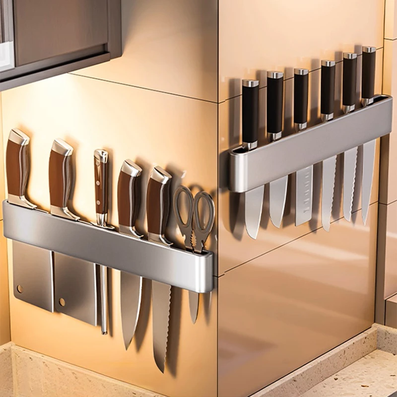 Suporte de Parede para Facas de Cozinha em Aço Inoxidável 304, Sem Furos, Organizador de Facas para Casa