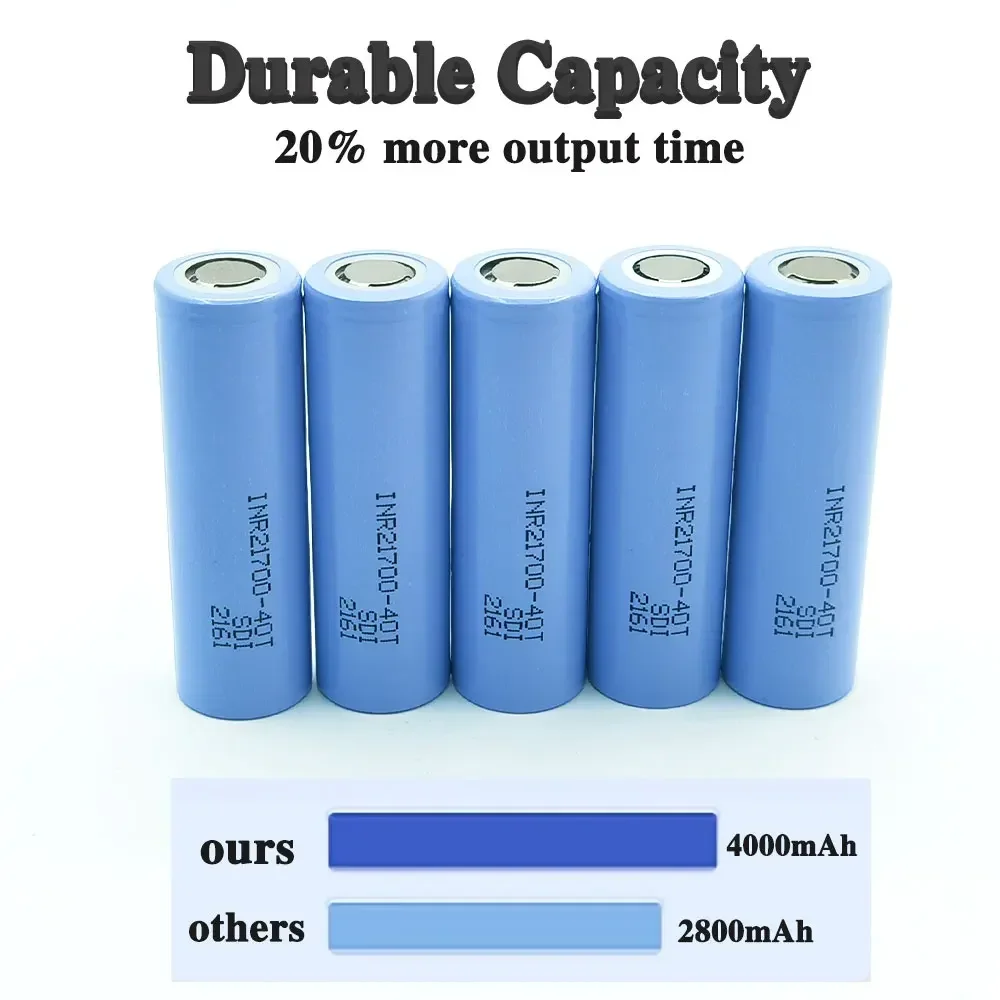 Oryginalna bateria 21700 4,0 Ah INR21700-40T 4000 mAh 30A 40T 3,7 V Bateria litowo-jonowa o dużej pojemności i dużej pojemności