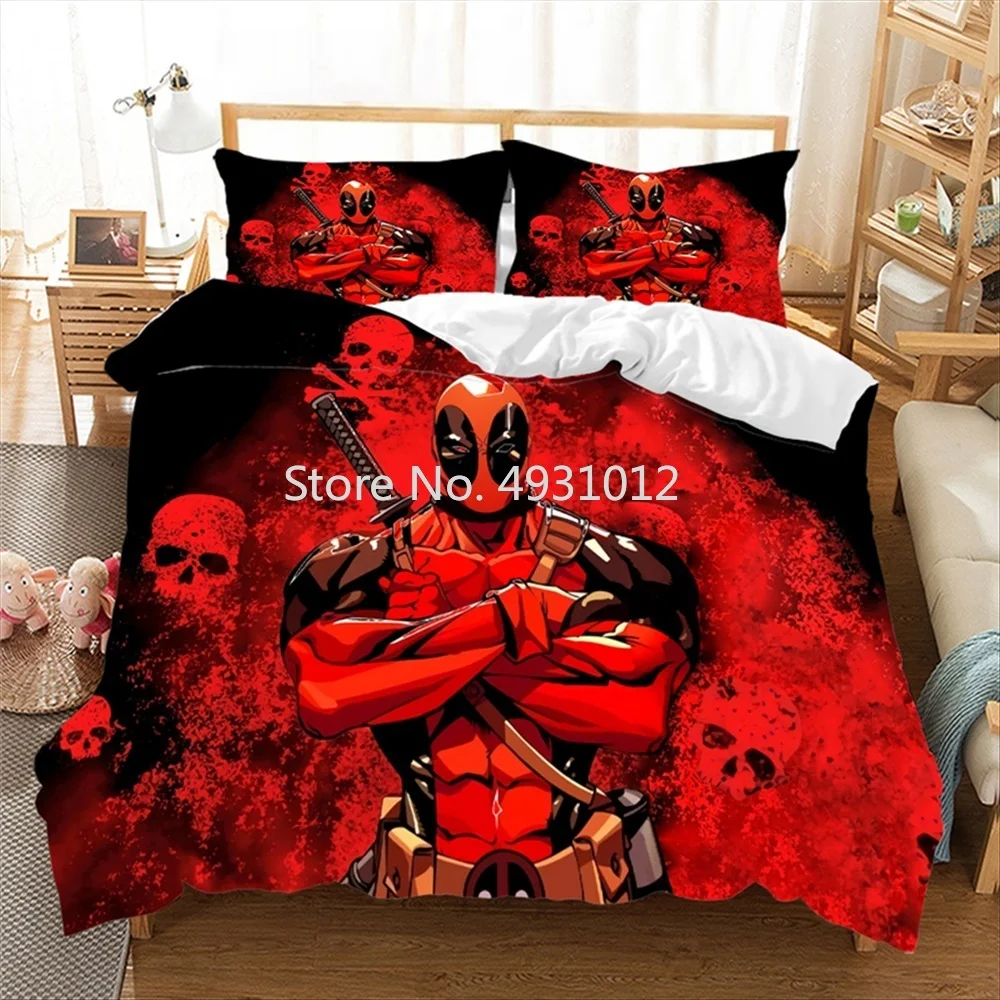 Disney-Juego de ropa de cama con estampado 3D de Deadpool, edredón de poliéster personalizado, chaqueta, funda nórdica de dibujos animados, decoración de dormitorio, Queen y King