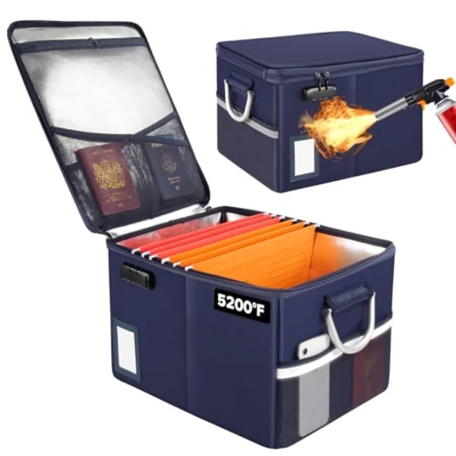 

5200°F Fireproof Document Box Fire Important Document Organizer with Lock Upgraded Heat Insulated Filing Storage Cabinet Office