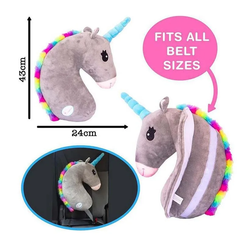 Cartoon Eenhoorn Kussen Knuffeldier Autogordel Cover Knuffels Zacht Kinderkussen Kinderen Taille Kussen Veiligheid Schouderstuk