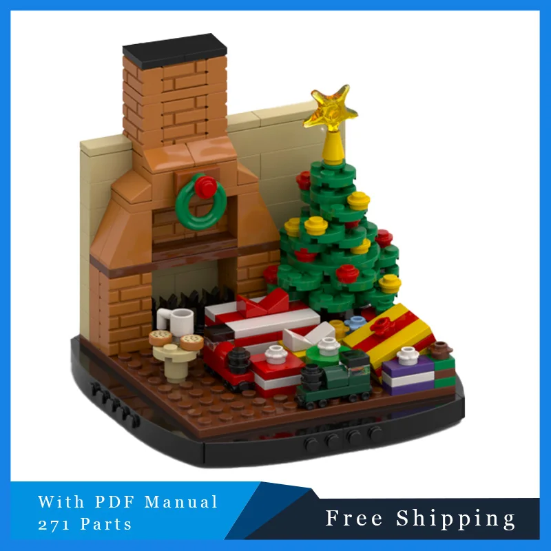 271 PCS MOC Creative Santa Claus Chimney Scene Technology Modular Popular Building Block Brick Models Children DIY Toy Set Gifts
