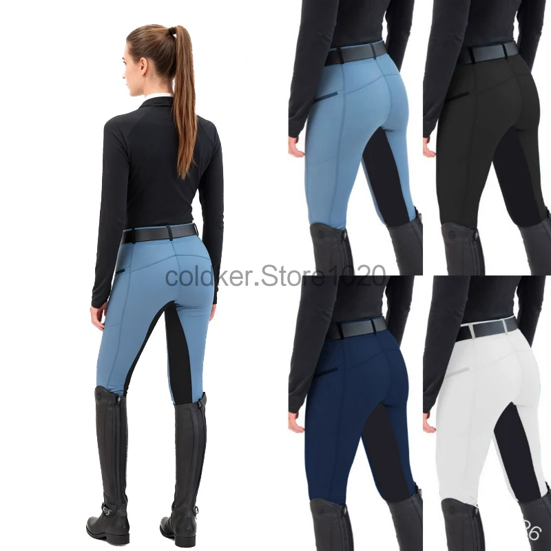 Women Fashionable Professional Horse Riding Pants Solid Color Slim Fit Elastic Splicing Cycling Sports Pants Casual Pencil Pants