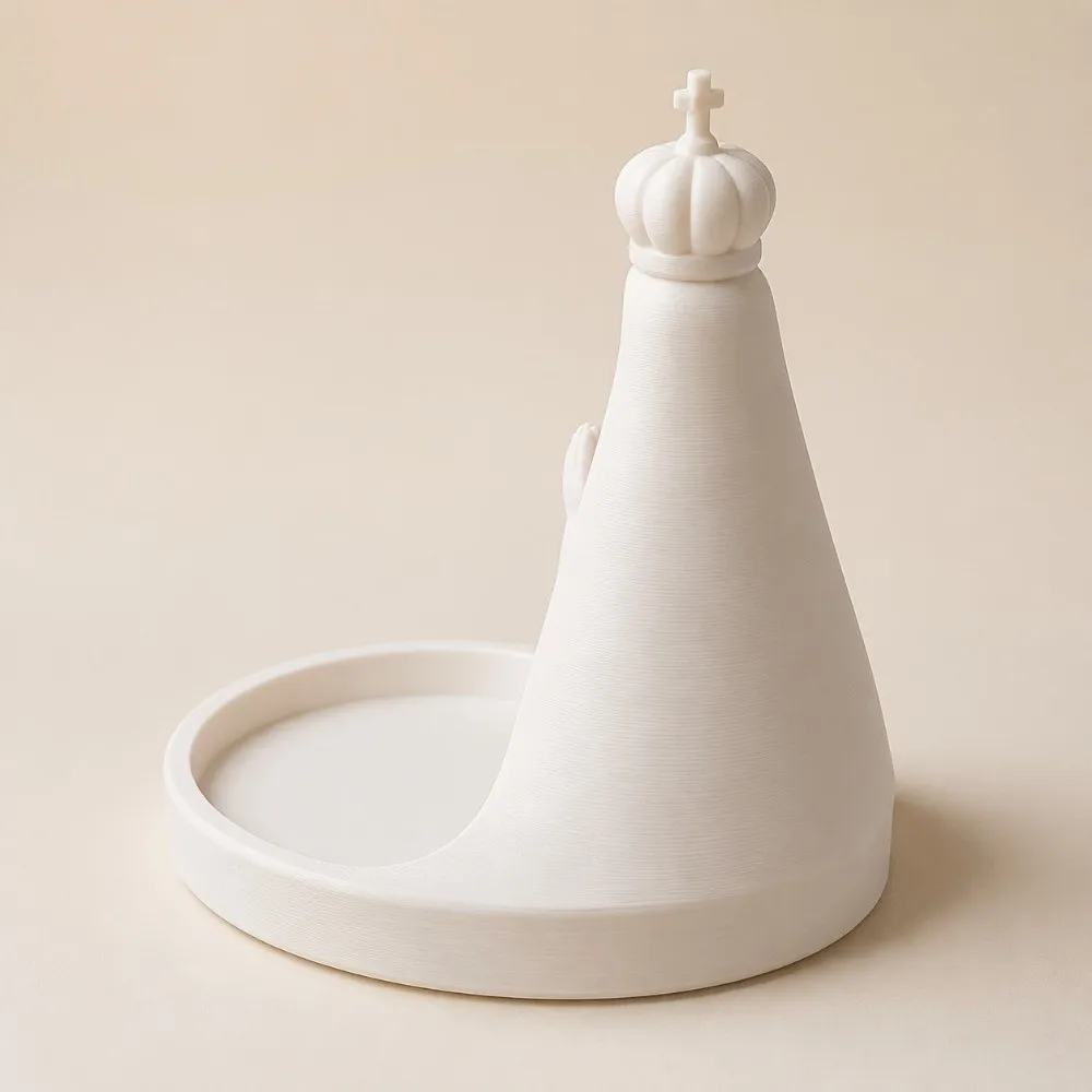 3D Printing Crown Shape Jewelry Tray Plastic Catholic Cross Stitch Bead Dish Art Sculpture Minimalist Prayer Corner Rosary Tray
