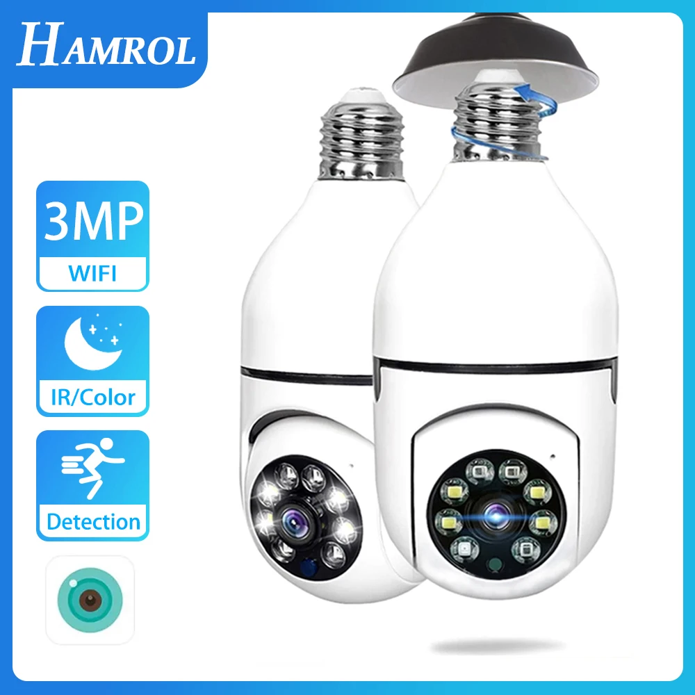 HAMROL E27 1080P lampadina telecamera PTZ visione notturna Zoom digitale 4X ICSEE telecamera Wifi Wireless esterna Monitor di sicurezza Video