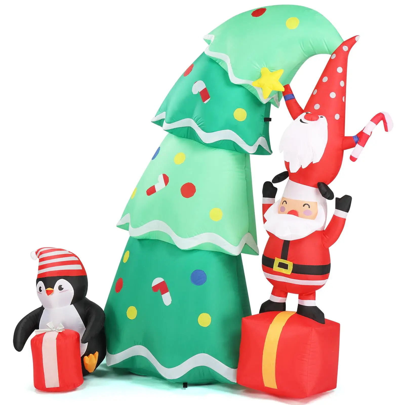 6 FT Inflatable Christmas Decoration with Elf & Santa - Lighted Blow Up Yard Decor for holiday Party & Garden